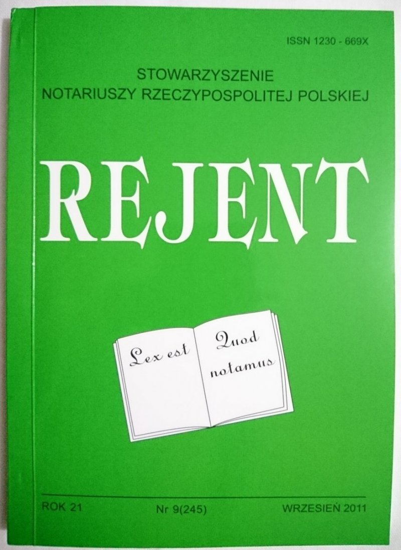 REJENT ROK 21 NR 9 (245) WRZESIEŃ 2011