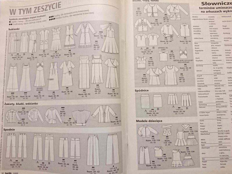 BURDA NR 5/2005 LATO W SUKIENCE