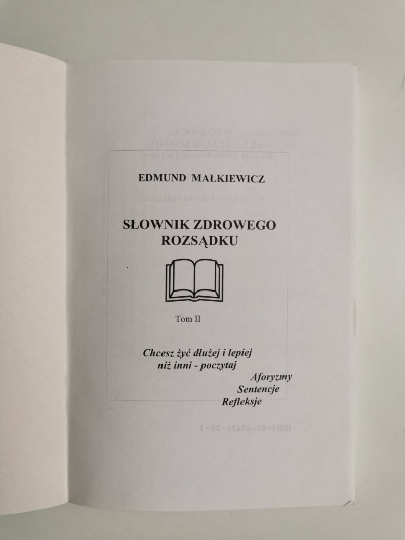 SŁOWNIK ZDROWEGO ROZSĄDKU TOM II - Edmund Małkiewicz 