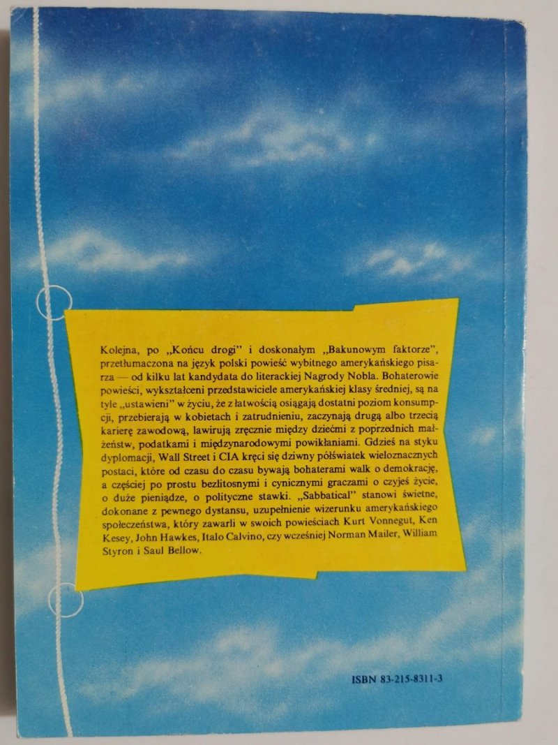 SABBATICAL - John Barth 1992