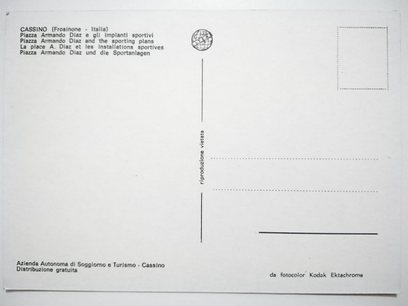 CASSINO. PIAZZA ARMANDO DIAZ AND THE SPORTING PLANS