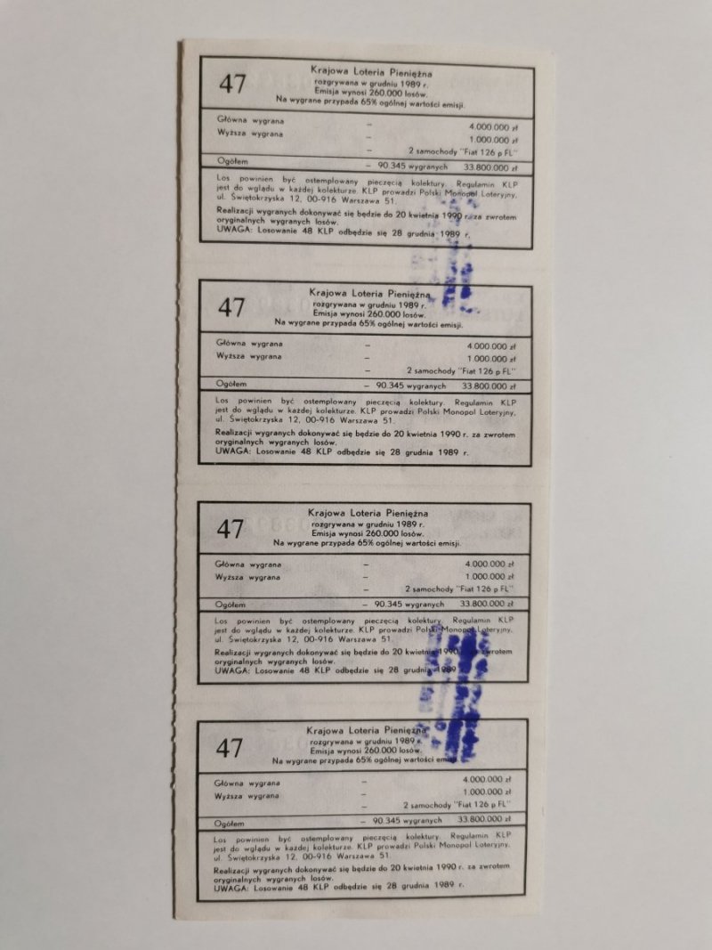 KRAJOWA LOTERIA PIENIĘŻNA. KUPON