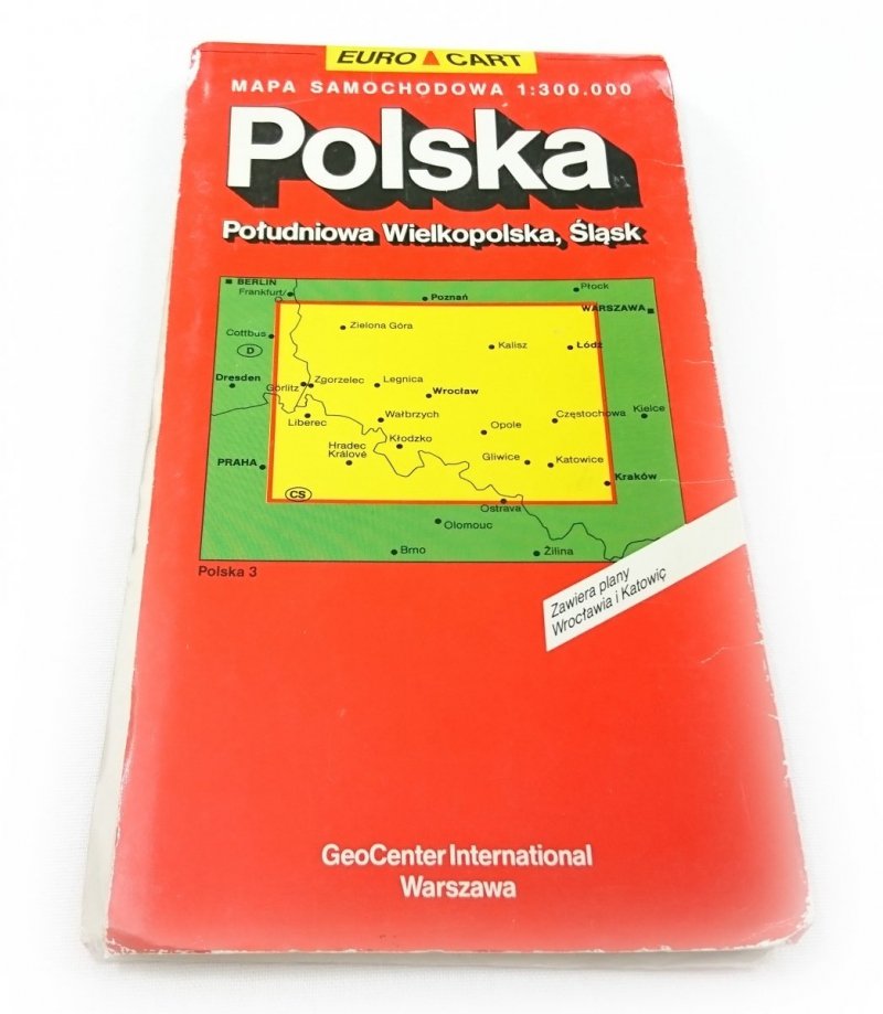 POLSKA. MAPA SAMOCHODOWA. POŁUDNIOWA WIELKOPOLSKA ŚLĄSK