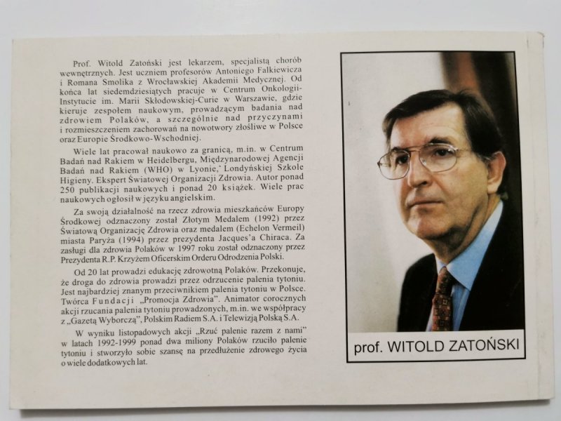 JAK RZUCIĆ PALENIE - Prof. Witold Zatoński 