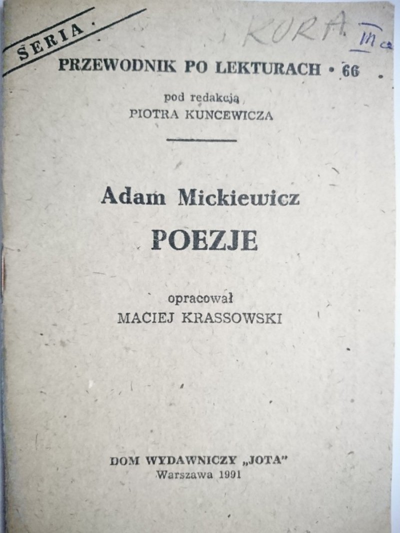 PRZEWODNIK PO LEKTURACH NR 66 POEZJE - Mickiewicz