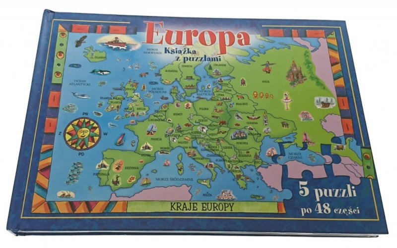 EUROPA. KSIĄŻKA Z PUZZLAMI. KRAJE EUROPY 5 PUZZLI