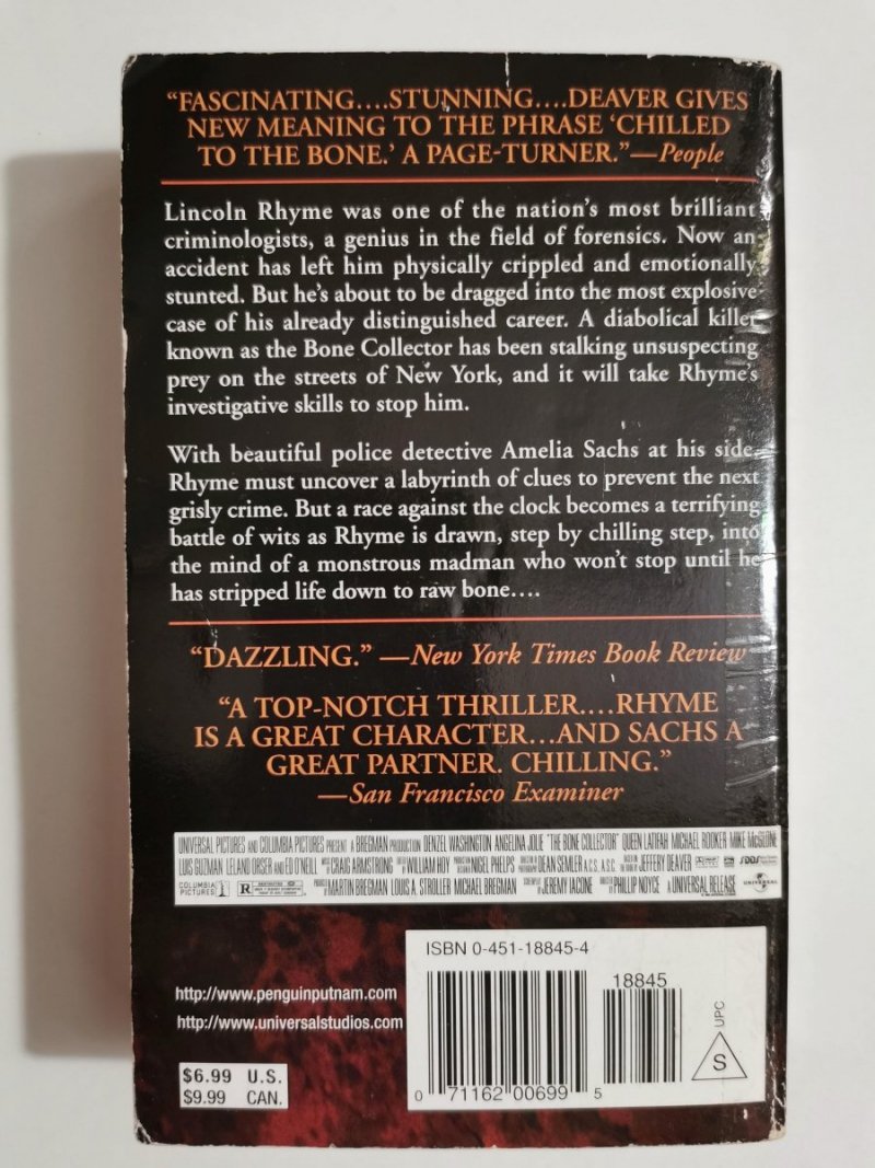 THE BONE COLLECTOR - Jeffery Deaver 1999