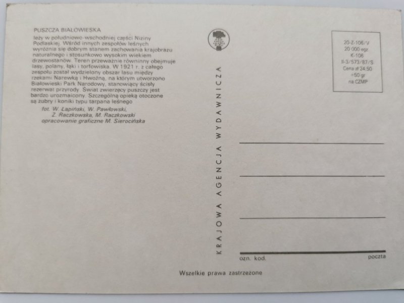 PUSZCZA BIAŁOWIESKA. PIĘĆ UJĘĆ I MAPKA FOT. ŁAPIŃSKI I INNI