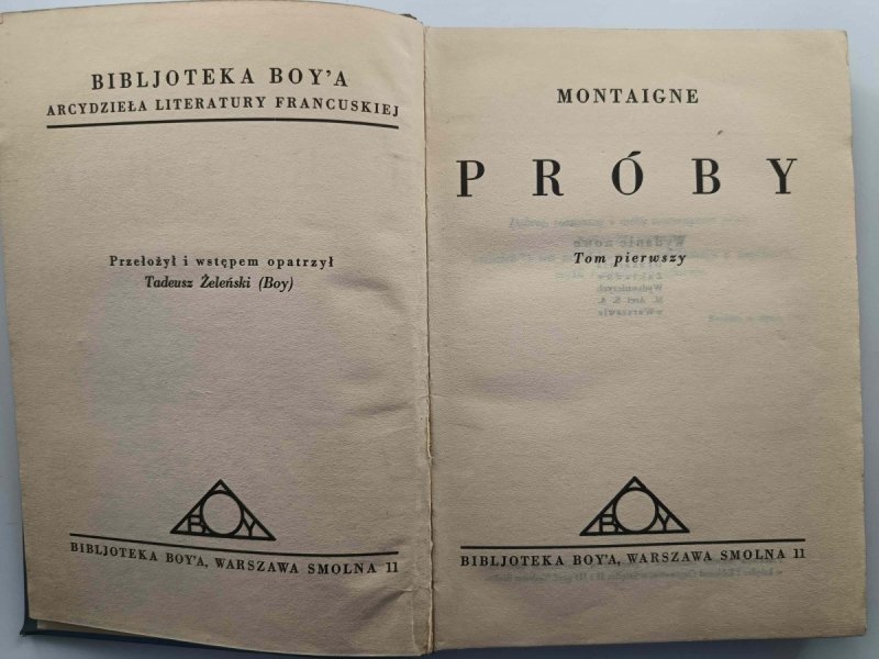 PRÓBY tom I  – 1915 R. - Montaigne