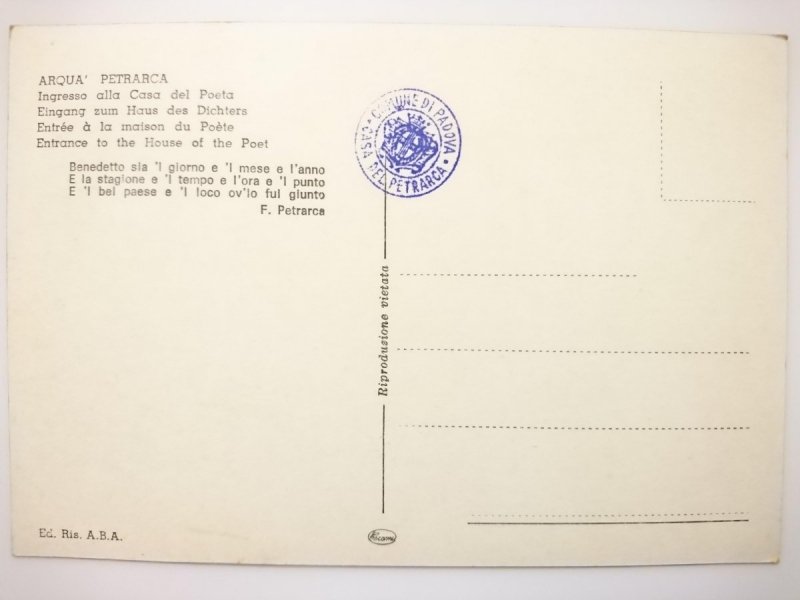 ARQUA PETRARCA. INGRESSO ALLA CASA DEL POETA