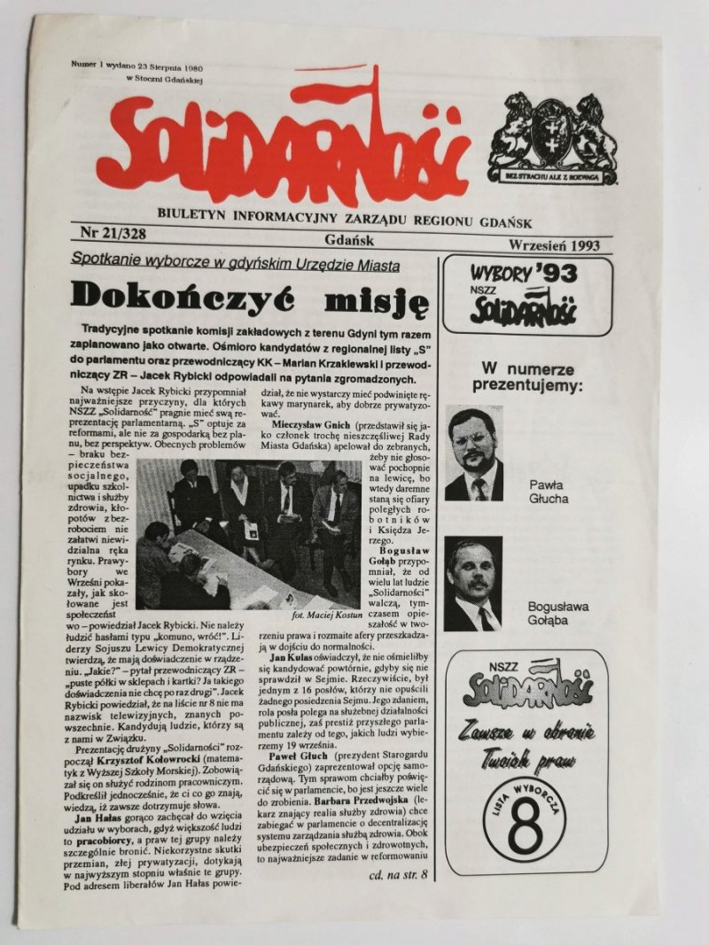 SOLIDARNOŚĆ NR 21/328 GDAŃSK WRZESIEŃ 1993