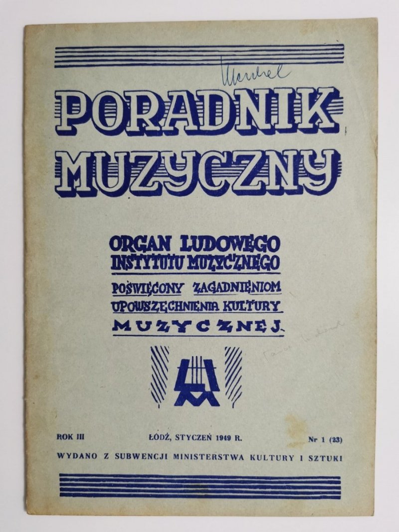 PORADNIK MUZYCZNY ROK III NR 1 (23) STYCZEŃ 1949 r.
