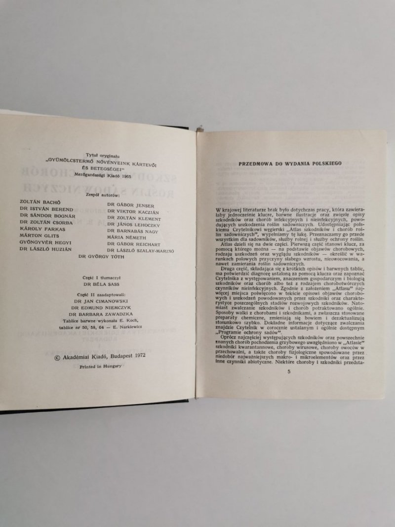 ATLAS SZKODNIKÓW I CHORÓB ROŚLIN SADOWNICZYCH - red. B. Nagy 