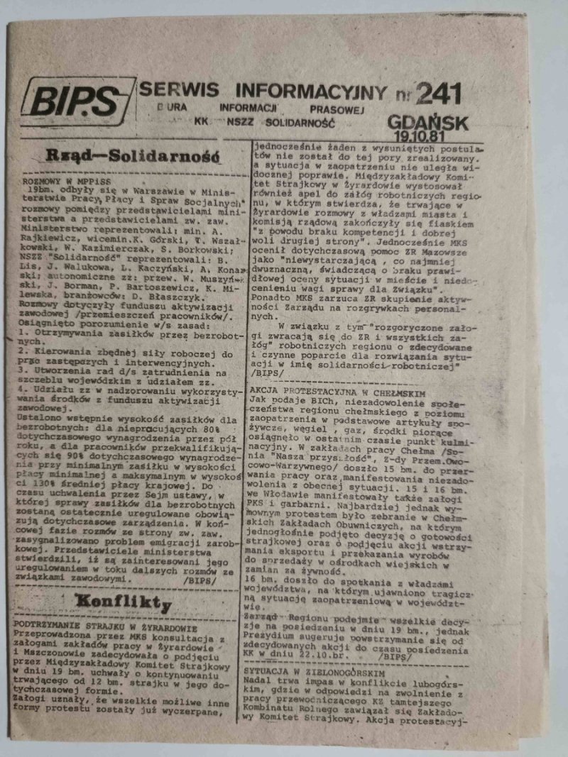 BIP.S SERWIS INFORMACYJNY NR 241 19.10.1983
