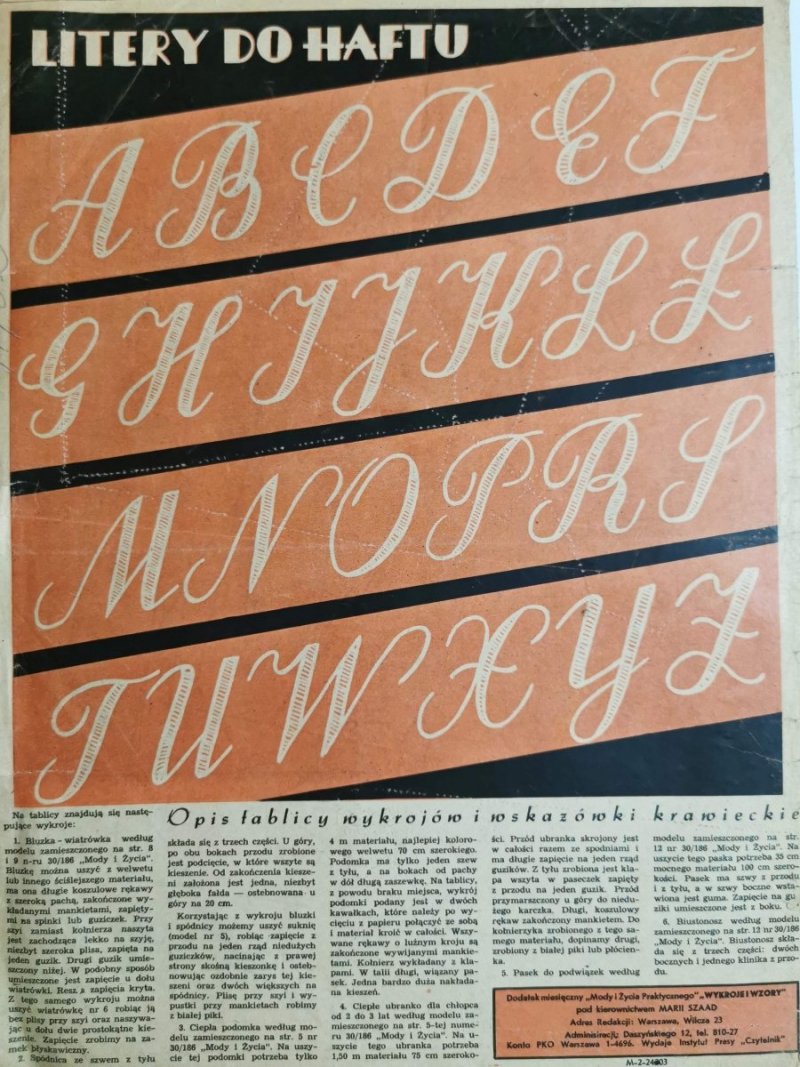 WYKROJE I WZORY NR 48 MODA I ŻYCIE NR 30/185