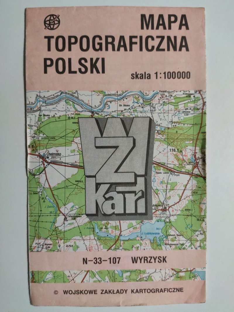 MAPA TOPOGRAFICZNA POLSKI 1:100 000 N-33-107 WYRZYSK 