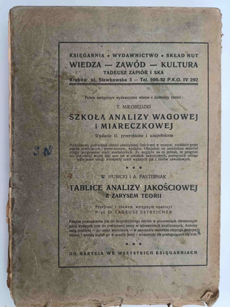 SZKOŁA ANALIZY JAKOŚCIOWEJ – 1948 R - Tadeusz Miłobędzki