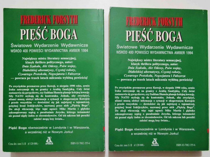 PIĘŚĆ BOGA TOM I i II - Frederick Forsyth 1994