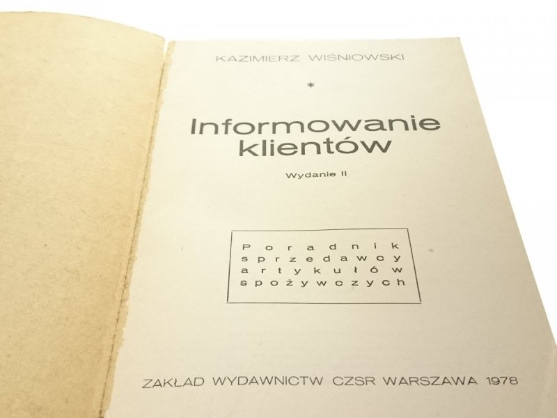 INFORMOWANIE KLIENTÓW - Kazimierz Wiśniowski 1978