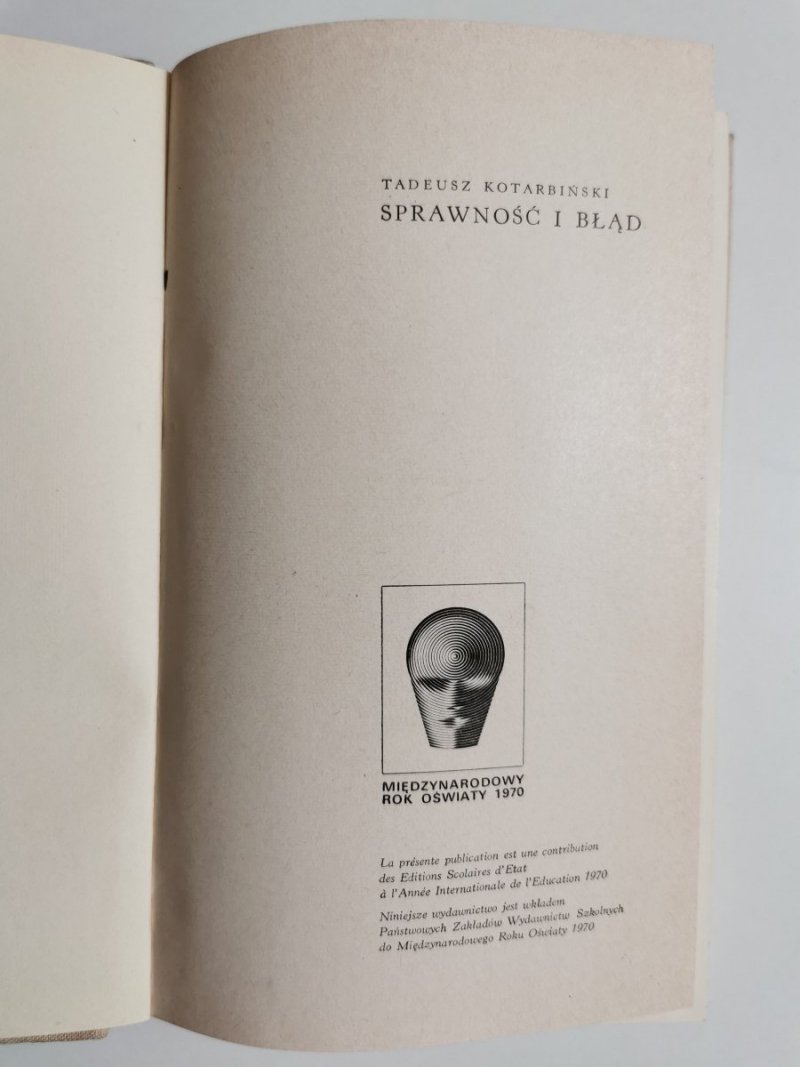 SPRAWNOŚĆ I BŁĄD - Tadeusz Kotarbiński 1970