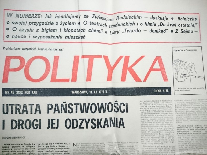 POLITYKA NR 45 (1132) ROK XXII WARSZAWA 11.XI.1978