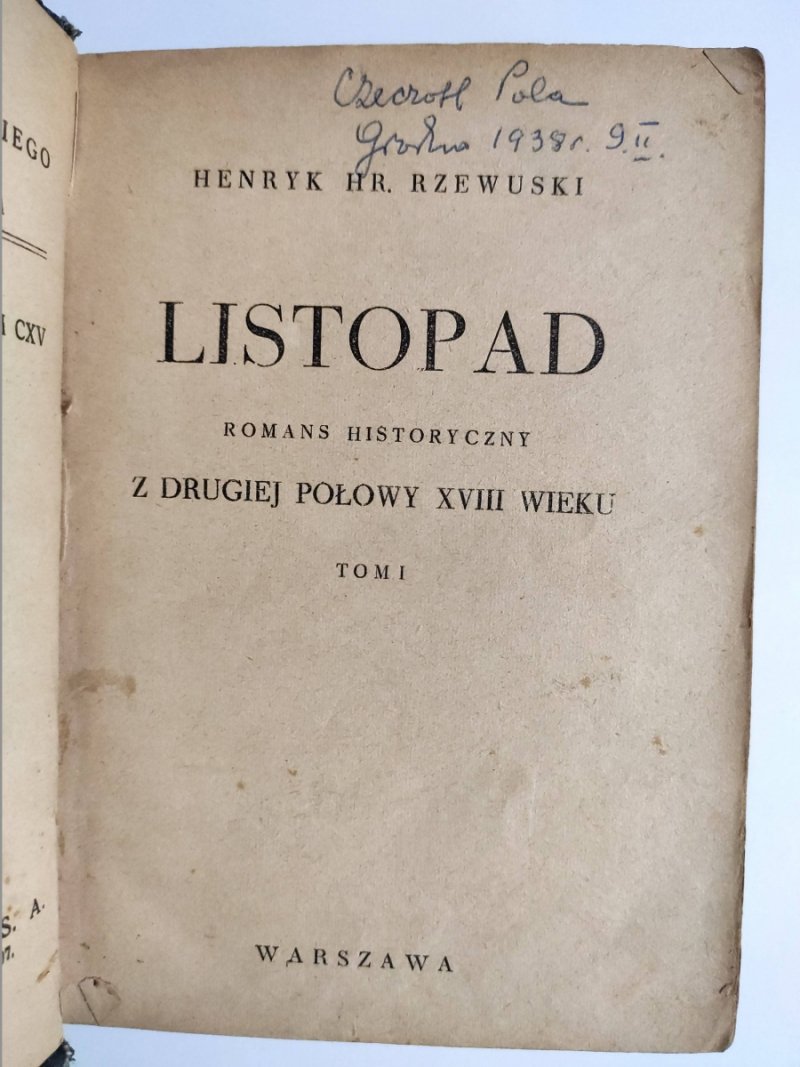 LISTOPAD - Henryk Rzewuski 1938