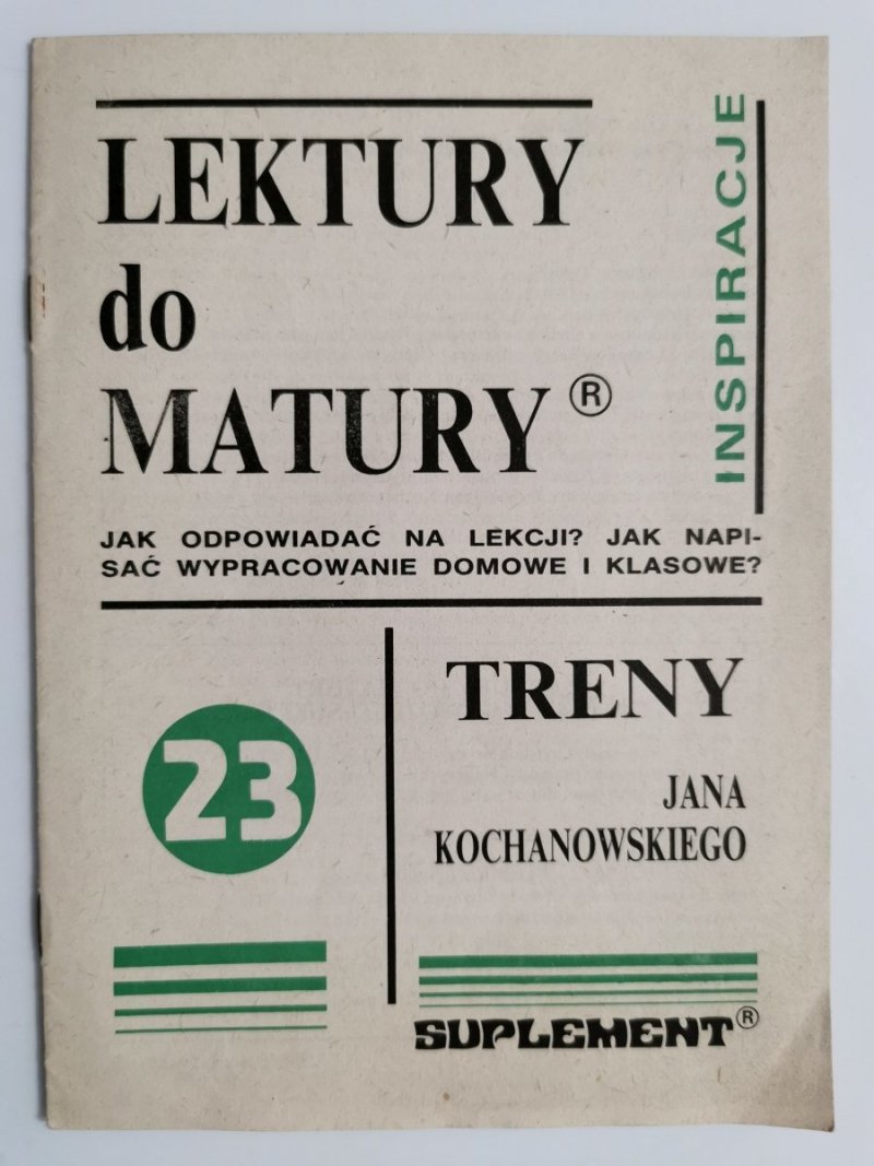 LEKTURY DO MATURY NR 23 TRENY JANA KOCHANOWSKIEGO 