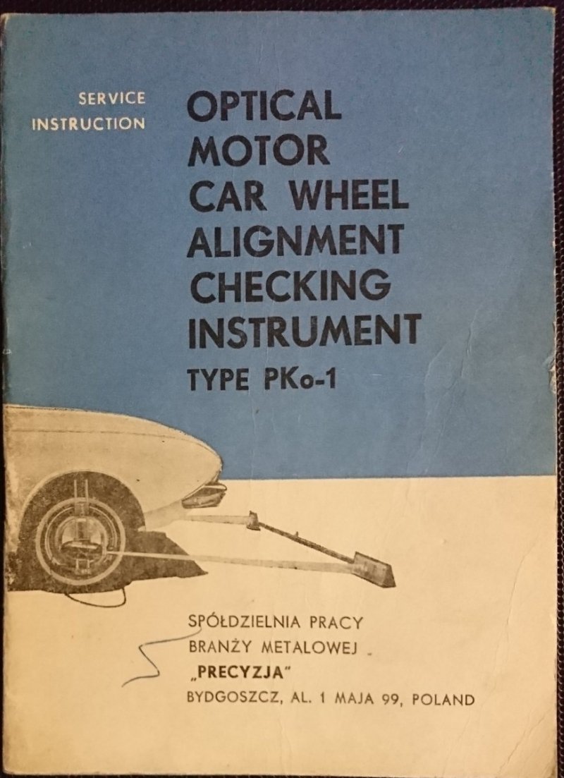 OPTICAL MOTOR CAR WHEEL ALIGNMENT CHECKING INSTRUMENT. TYPE PKo-1