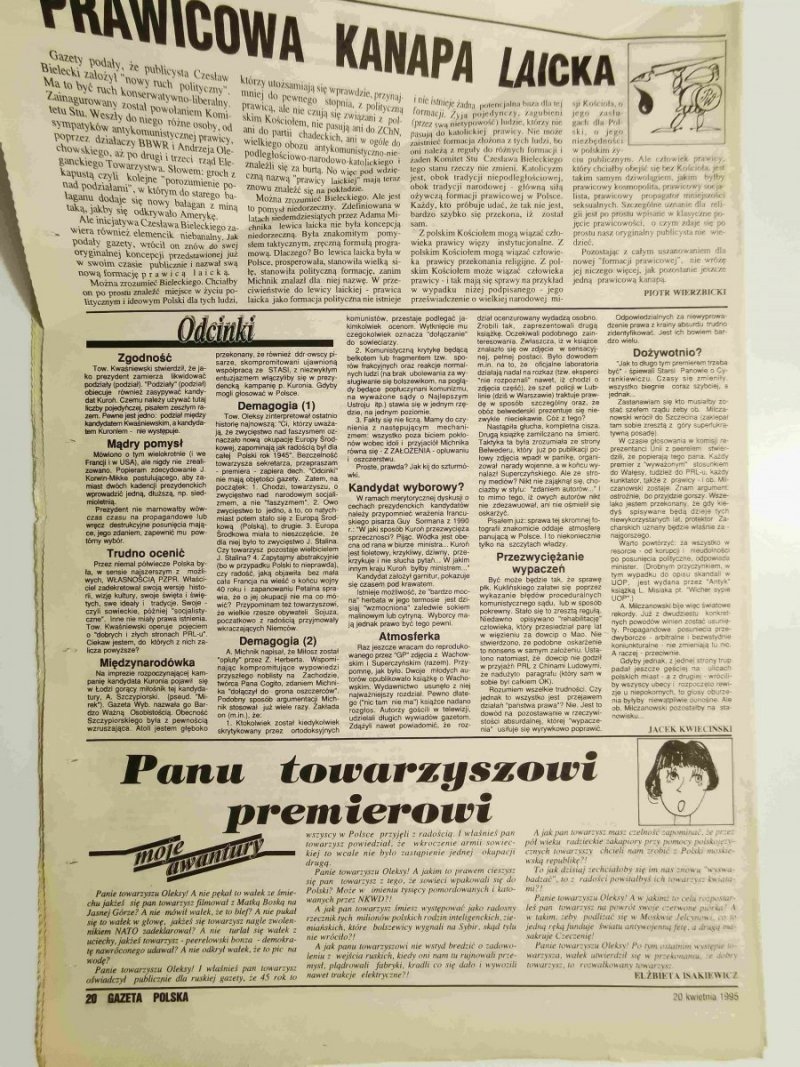 GAZETA POLSKA TYGODNIK NR 16 (92) 20 KWIETNIA 1995 r.