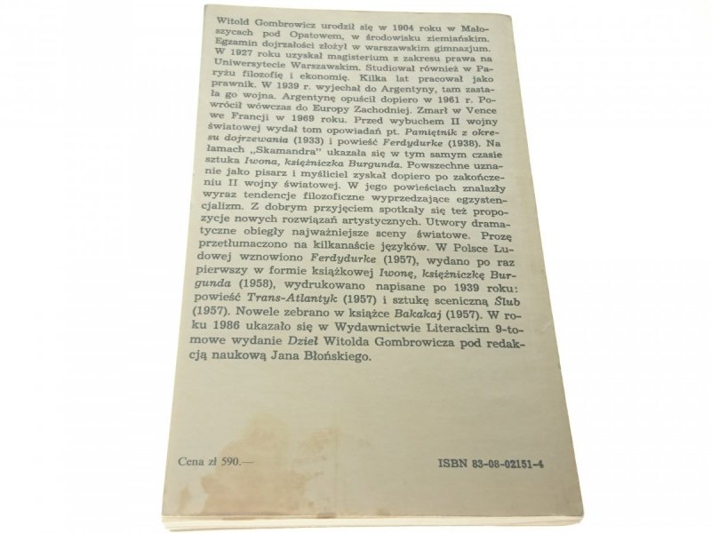 ZBRODNIA Z PREMEDYTACJĄ - Witold Gombrowicz 1989