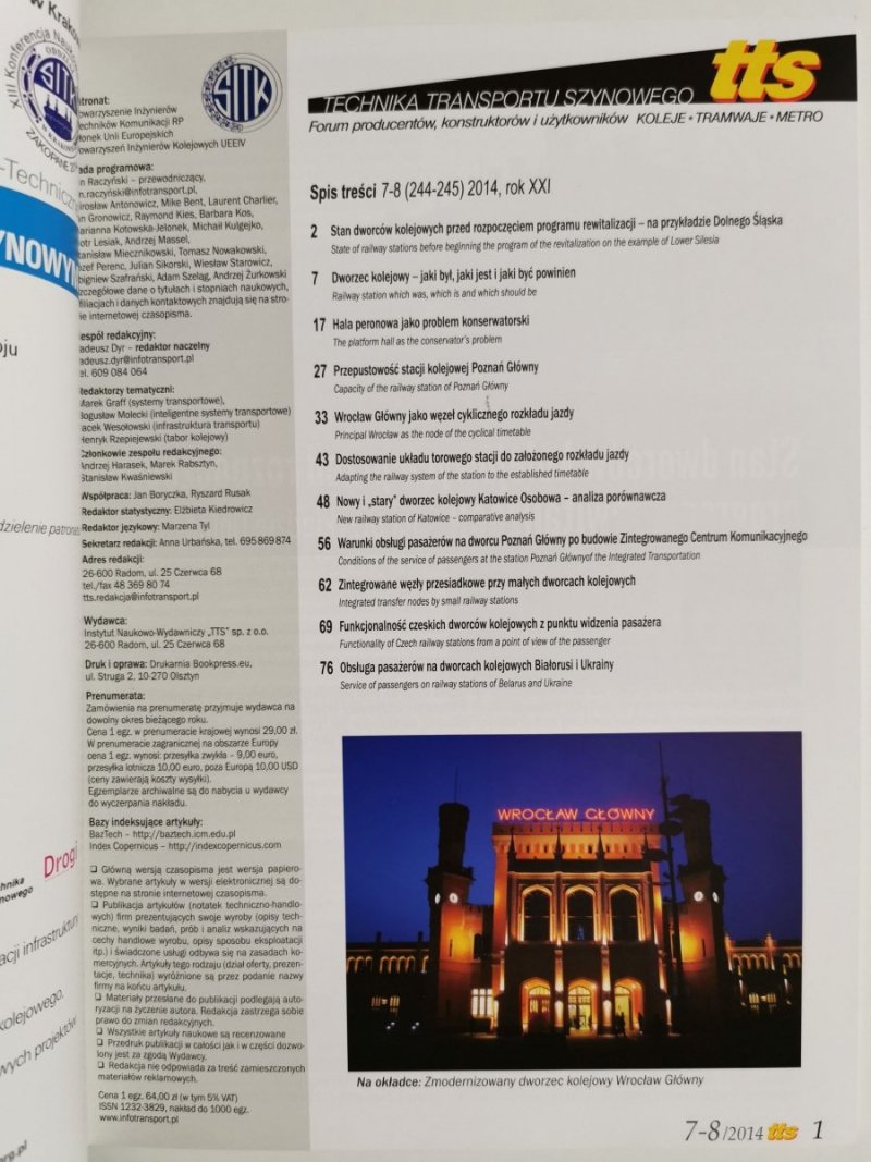 TTS – TECHNIKA TRANSPORTU SZYNOWEGO Nr. 7-8/2014