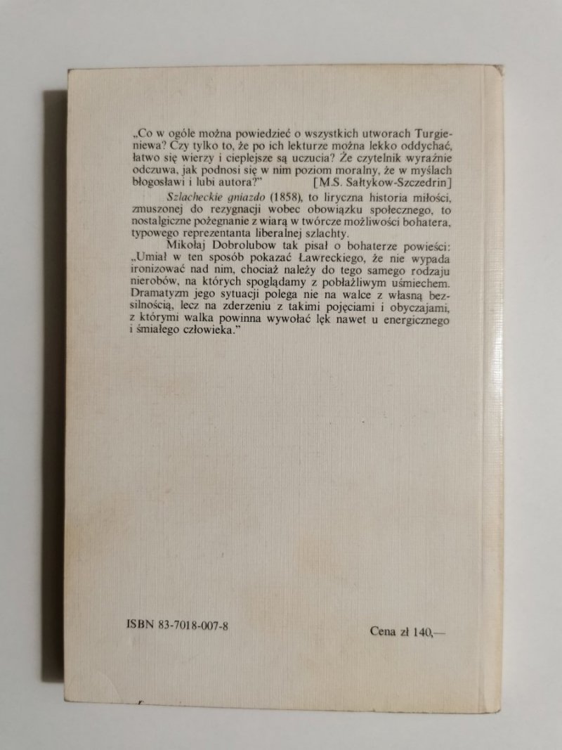 SZLACHECIE GNIAZDO - Iwan Turgieniew 1985