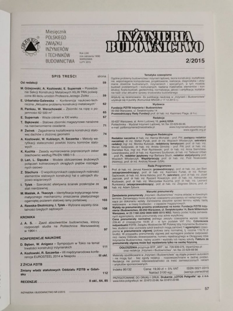 INŻYNIERIA I BUDOWNICTWO NR 2/2015
