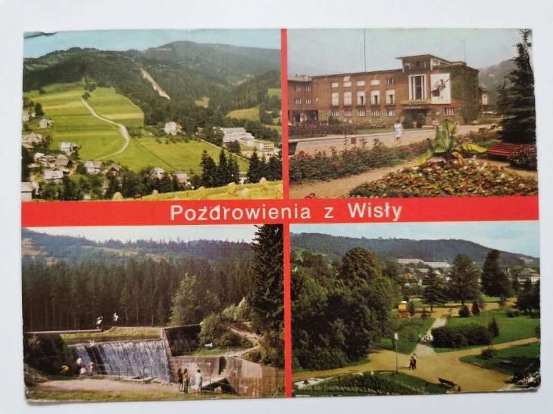 POZDROWIENIA Z WISŁY. WIDOK OGÓLNY, DOM ZDROJOWY, ZAPORA NA WIŚLE, FRAGMENT UZDROWISKA FOT. JASTRZĘBSKI I INNI