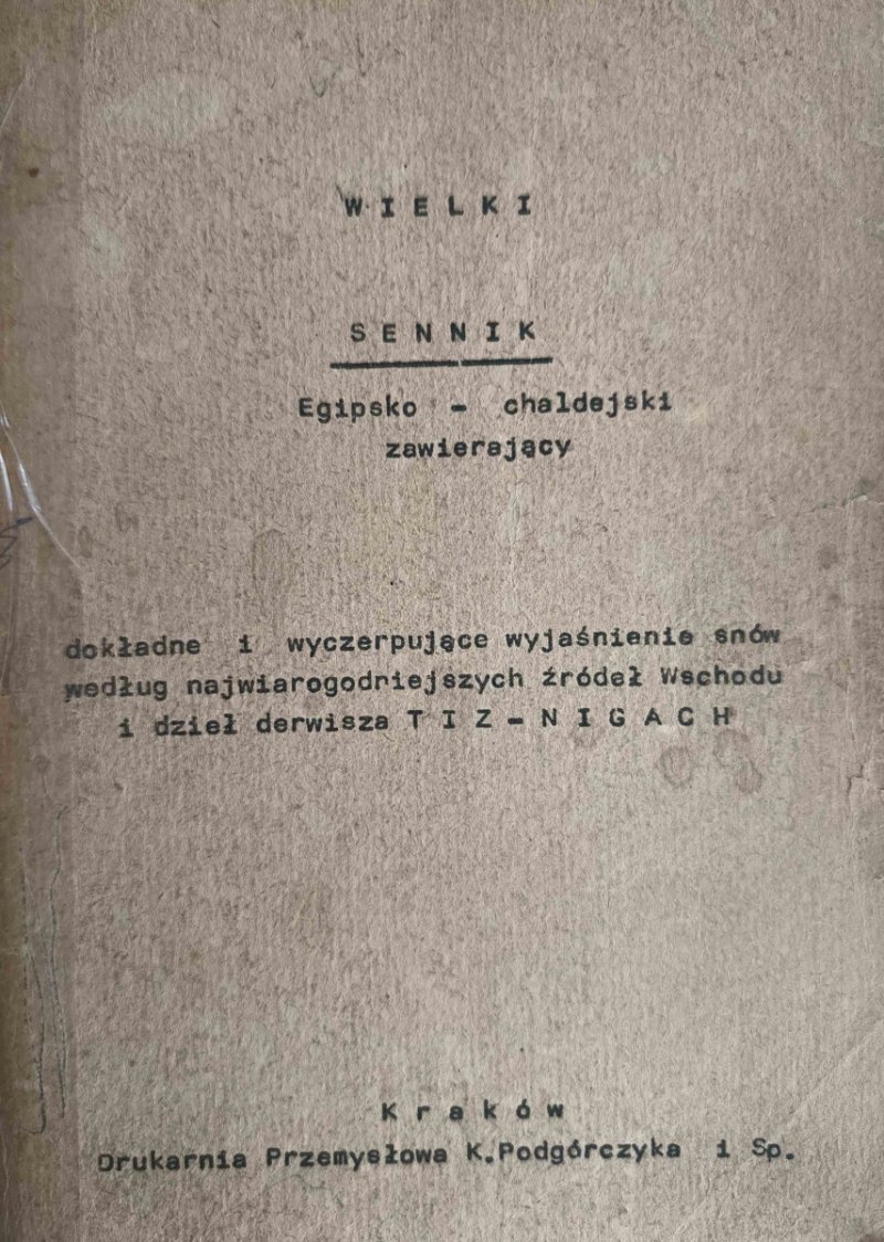 WIELKI SENNIK EGIPSKO-CHALDEJSKI