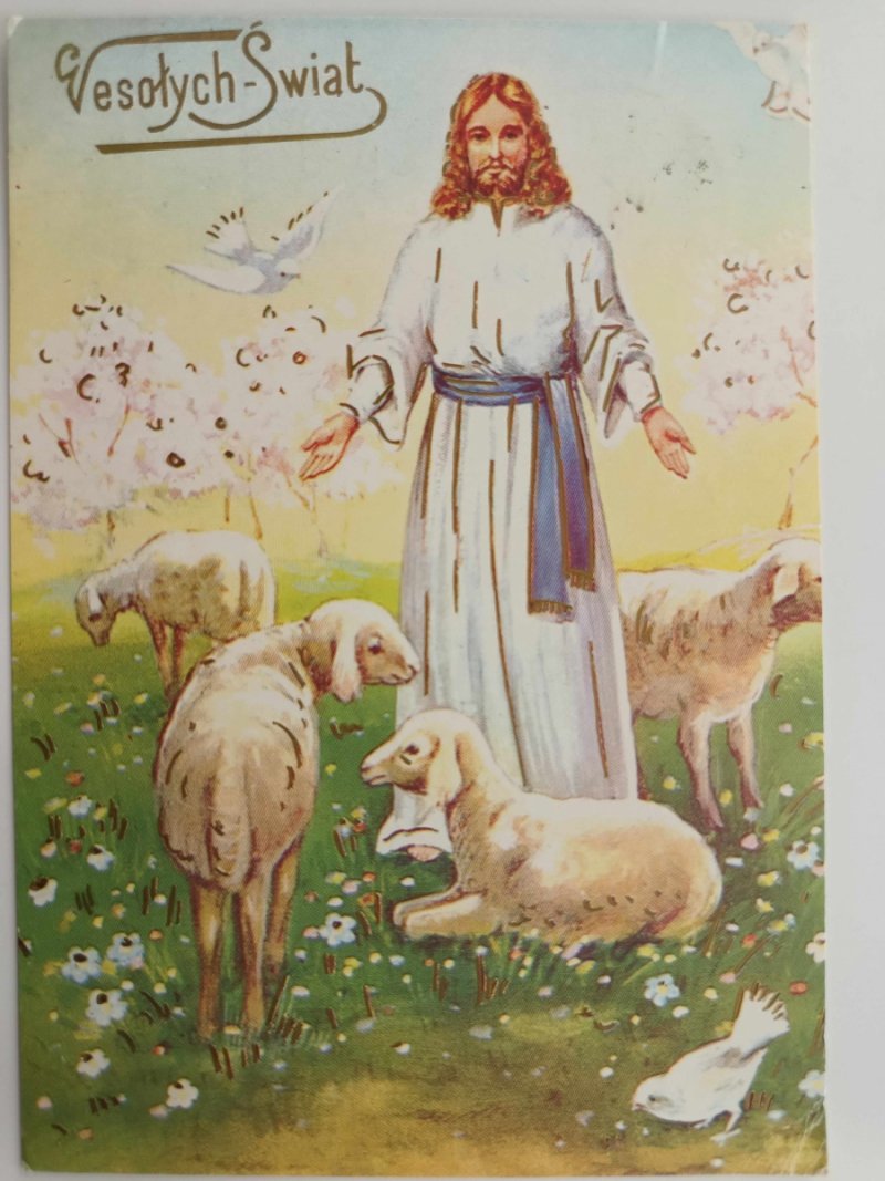 JEZUS I BARANKI NA TRAWIE