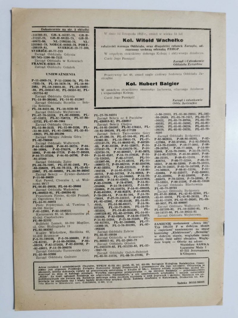 HODOWCA GOŁĘBI POCZTOWYCH NR 4 1984
