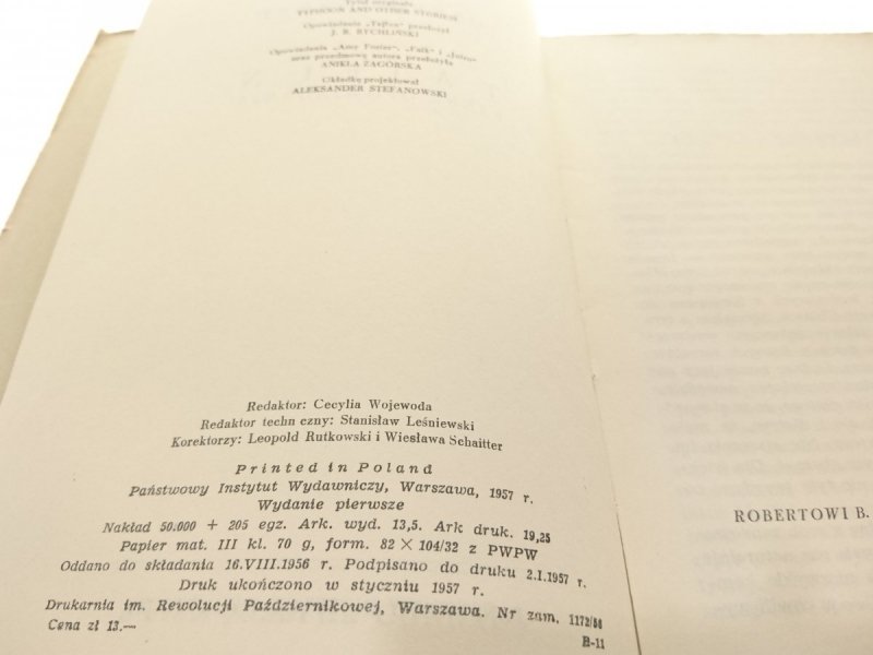 TAJFUN I INNE OPOWIADANIA - Joseph Conrad 1957