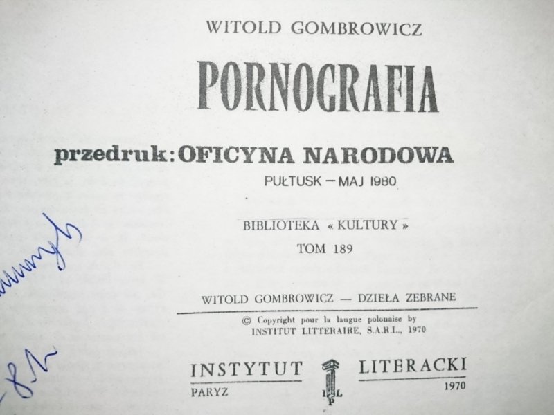 PORNOGRAFIA - Witold Gombrowicz 1970