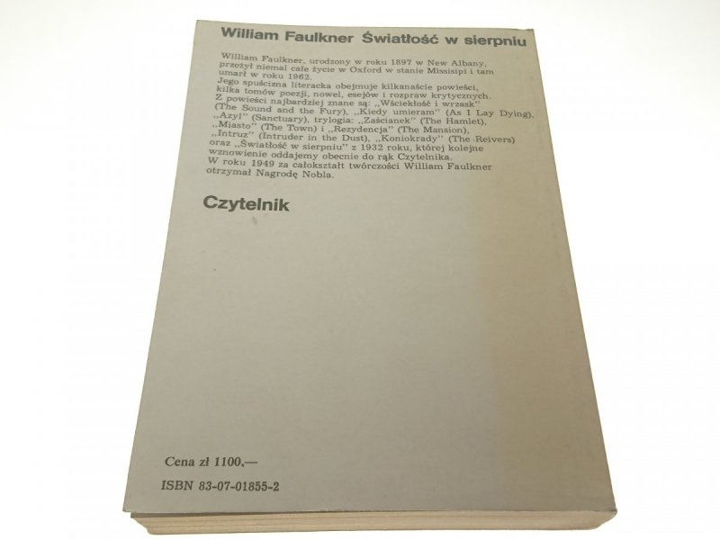 ŚWIATŁOŚĆ W SIERPNIU - William Faulkner 1989