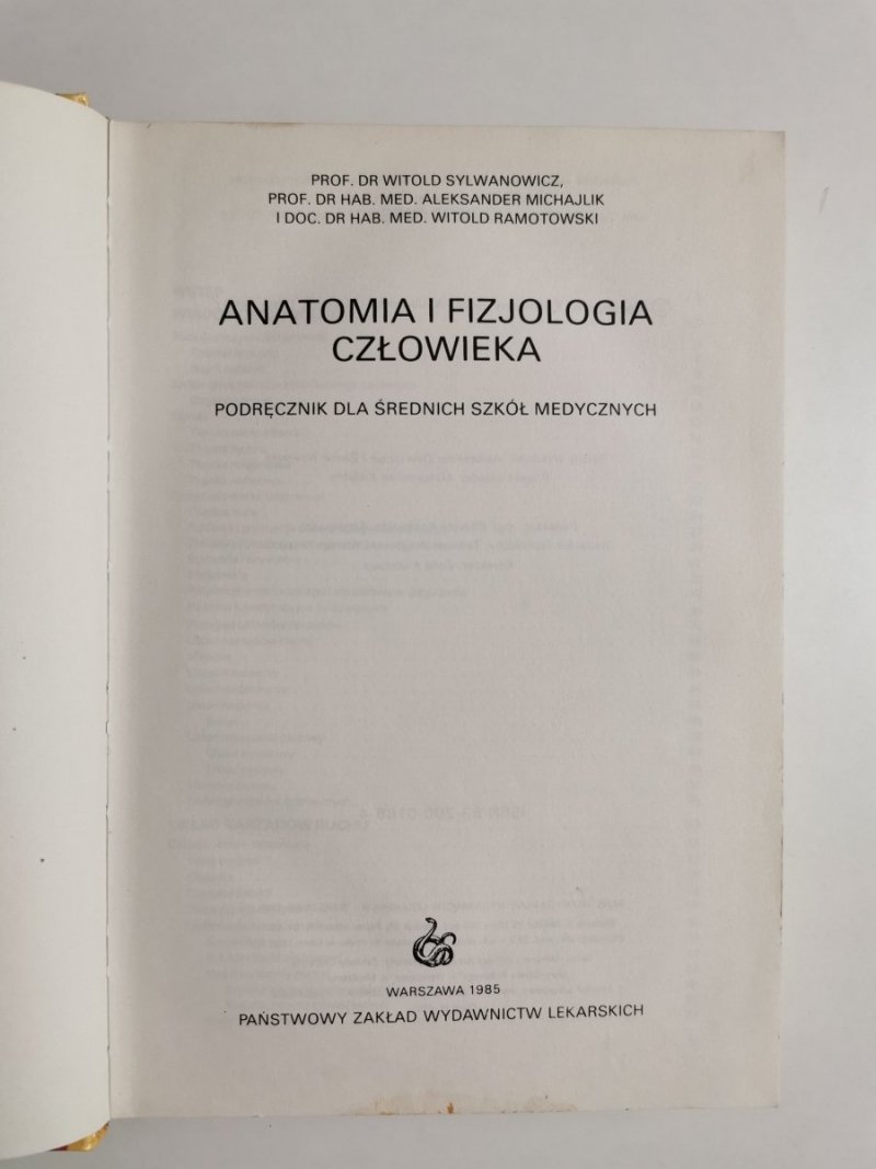 ANATOMIA I FIZJOLOGIA CZŁOWIEKA - Witold Sylwanowicz 