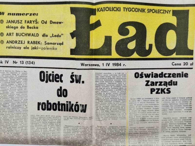 ŁAD ROK IV NR 13 (134) WARSZAWA, 1 IV 1984 r.