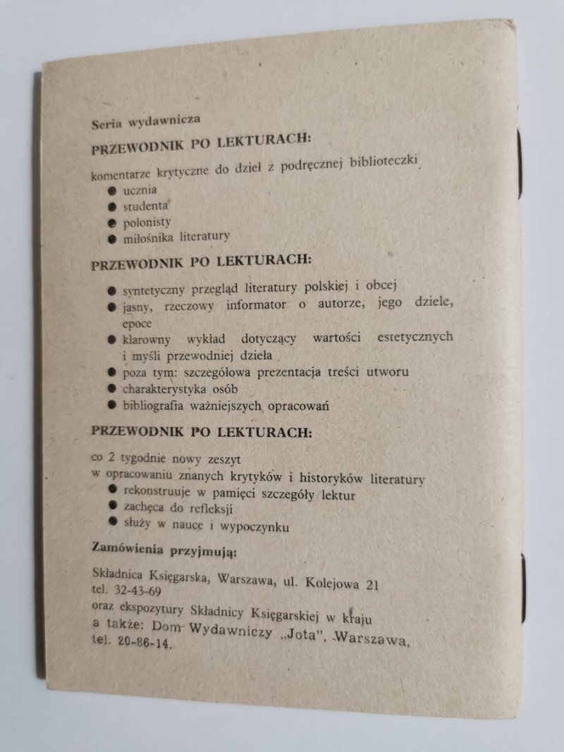 PRZEWODNIK PO LEKTURACH NR 32 PAMIĘTNIKI – J. CH. PASEK 1991