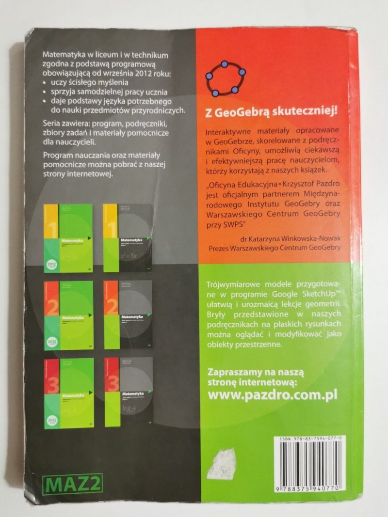 MATEMATYKA. ZBIÓR ZADAŃ KLASA 2 - Marcin Kurczab 2016