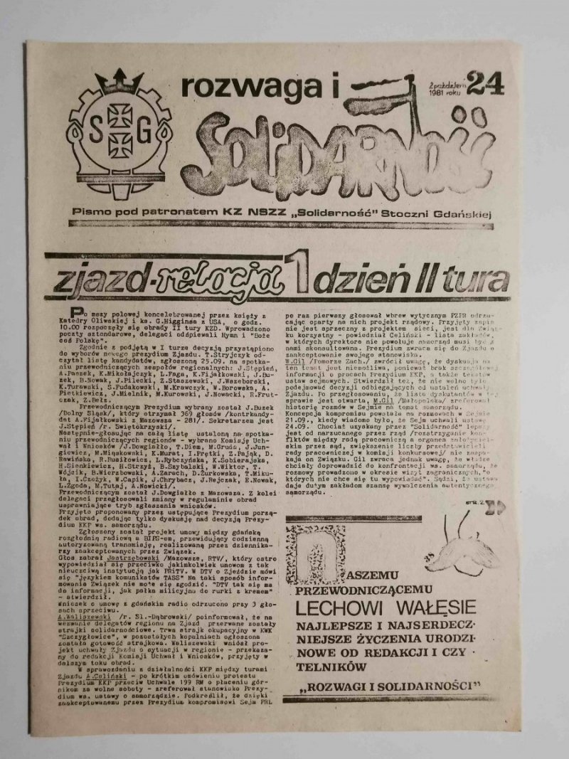 ROZWAGA I SOLIDARNOŚĆ NR 24 2 PAŹDZIERNIK 1981 ROKU