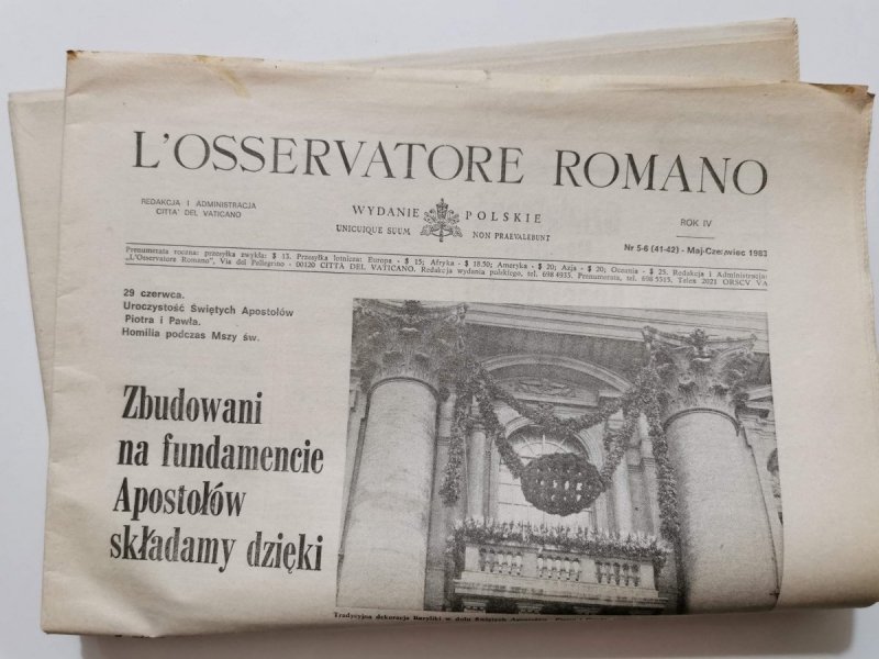 L'OSSERVATORE ROMANO ROK IV NR 5-6 (41-42) MAJ-CZERWIEC 1983