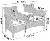 Ławka ogrodowa z technorattanu sofa CORDOBA czarna z beżowymi poduszkami