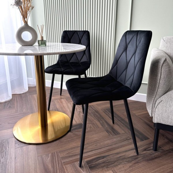 Krzesło welurowe tapicerowane Madison Velvet czarne