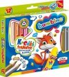 Kredki trójkątne z glinki kaolinowej Zestaw 12 kredek + temperówka BAMBINO St.Majewski