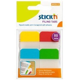 Przekładki indeksujące przeźroczyste 38x25mm 4 kolory 21607 STICK&#039;N